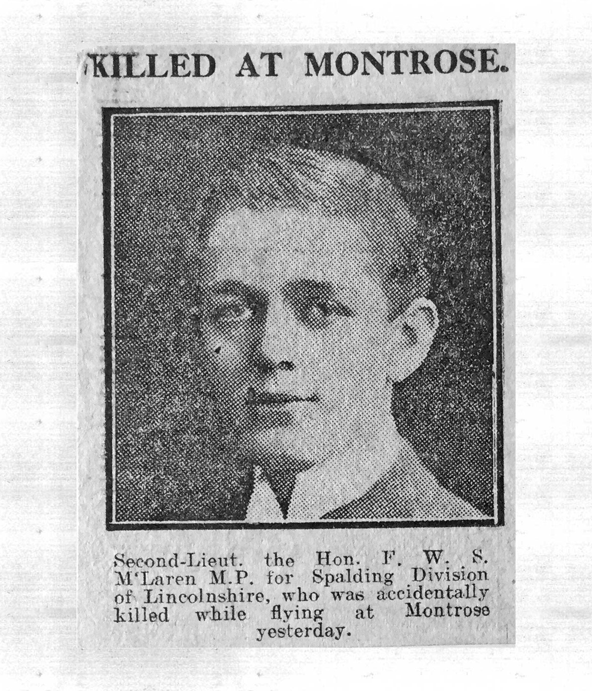 Newspaper announcement of the death of Francis McLaren