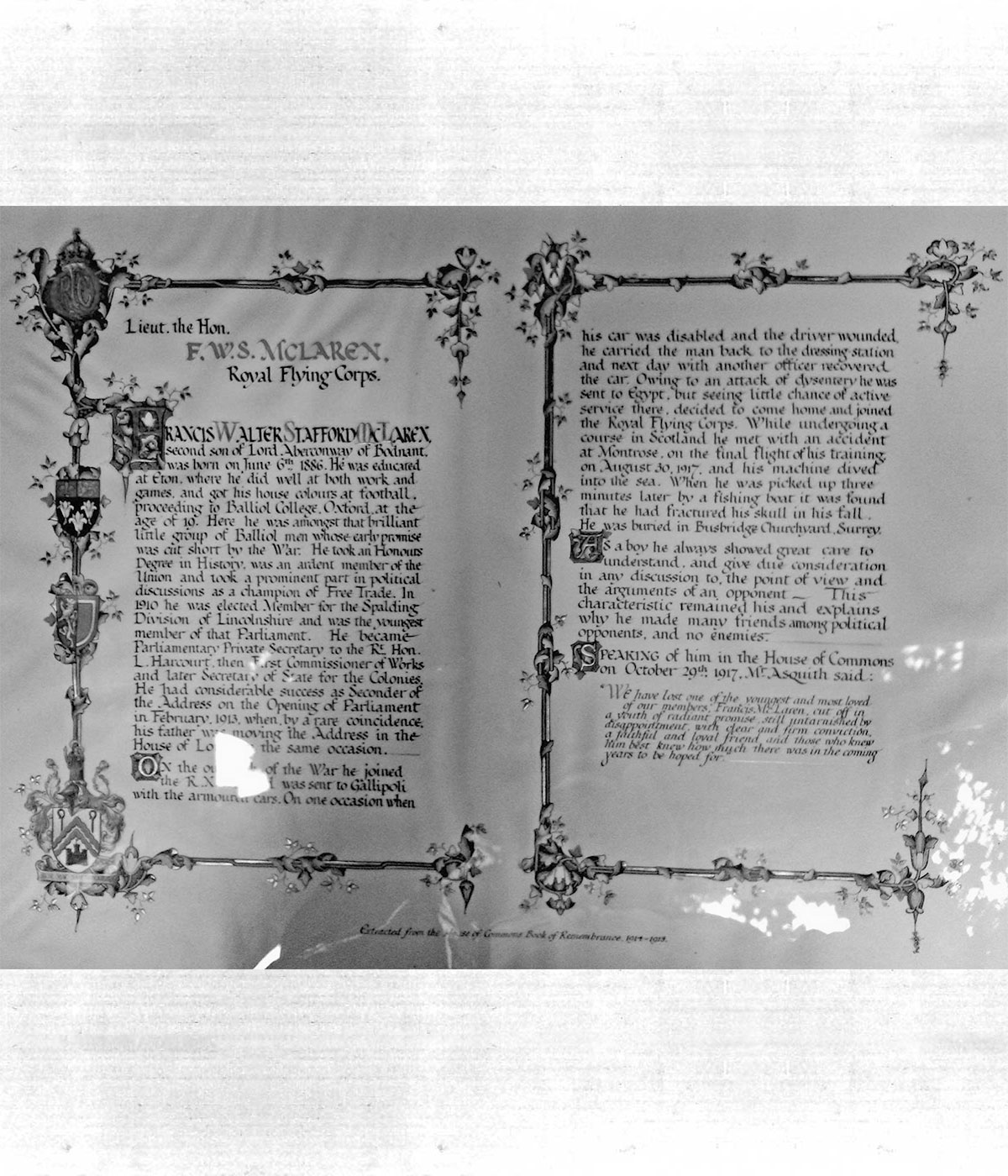 Francis McLaren Parliamentary citation